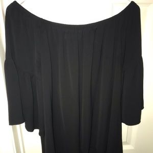 Black off the shoulder top with ruffle sleeves